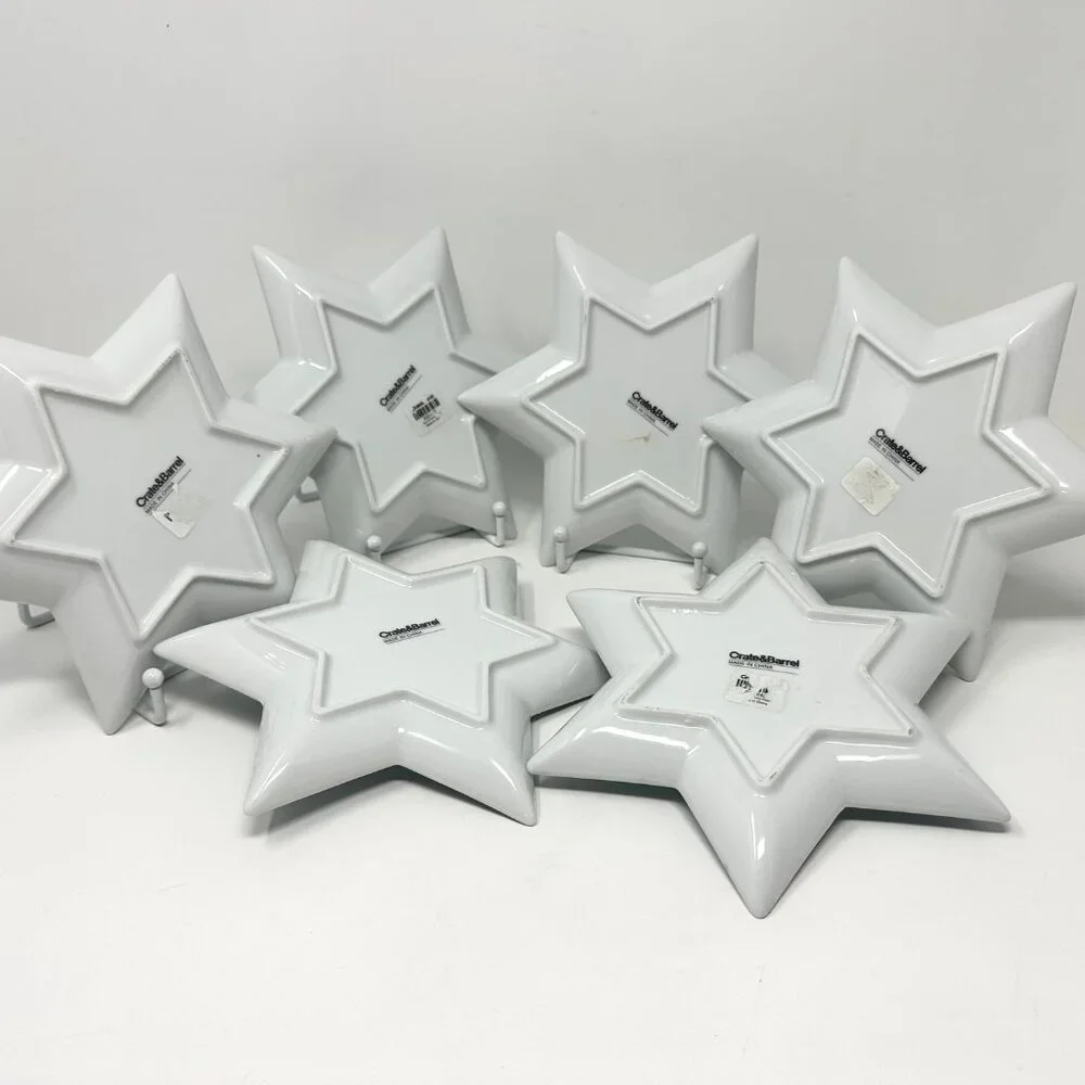 Crate and Barrel Star of David Holiday Appetizer Plates Blue (Set of 6)